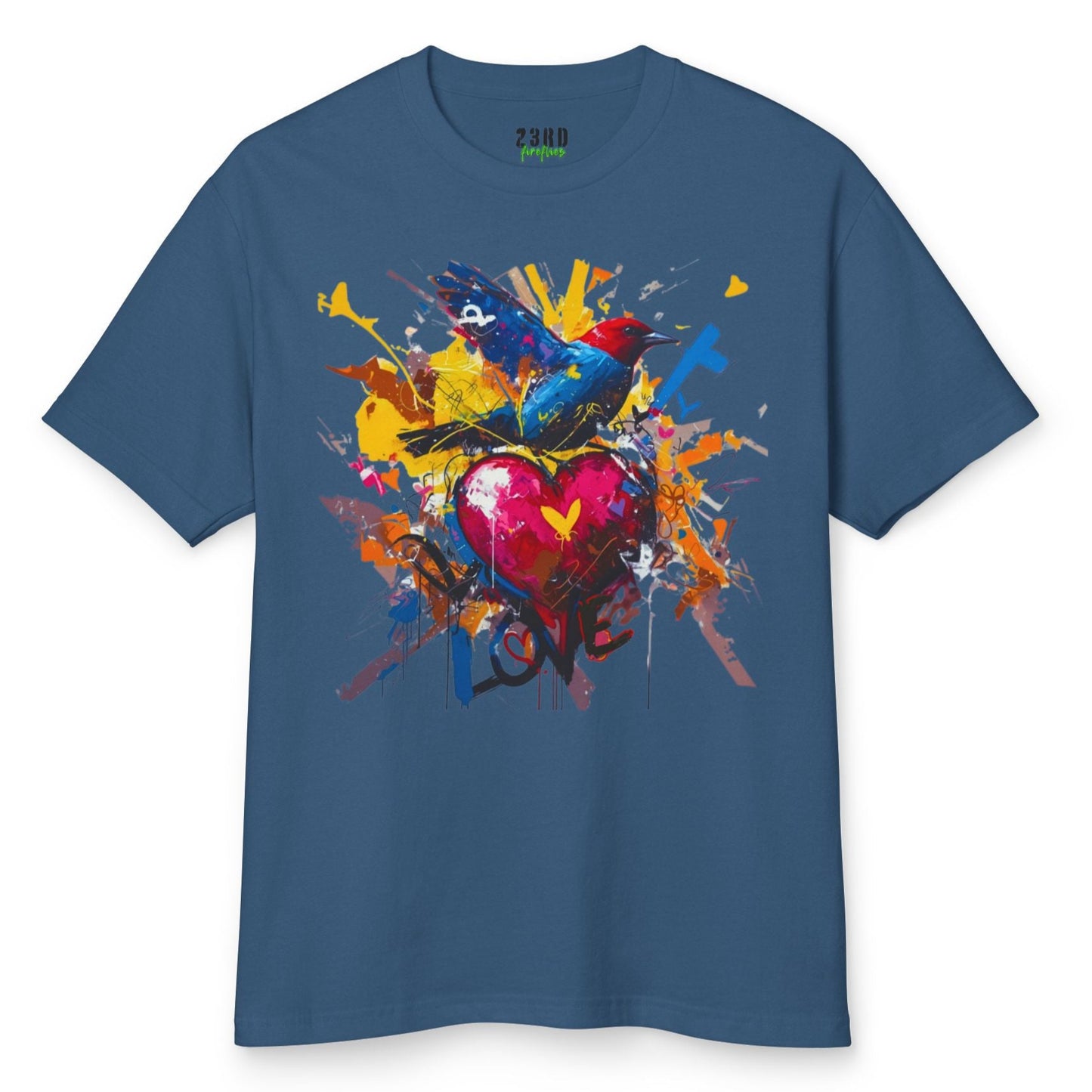Premium Heavyweight Shirt - American Apparel 100% Cotton - Graffiti Love Bird & Heart