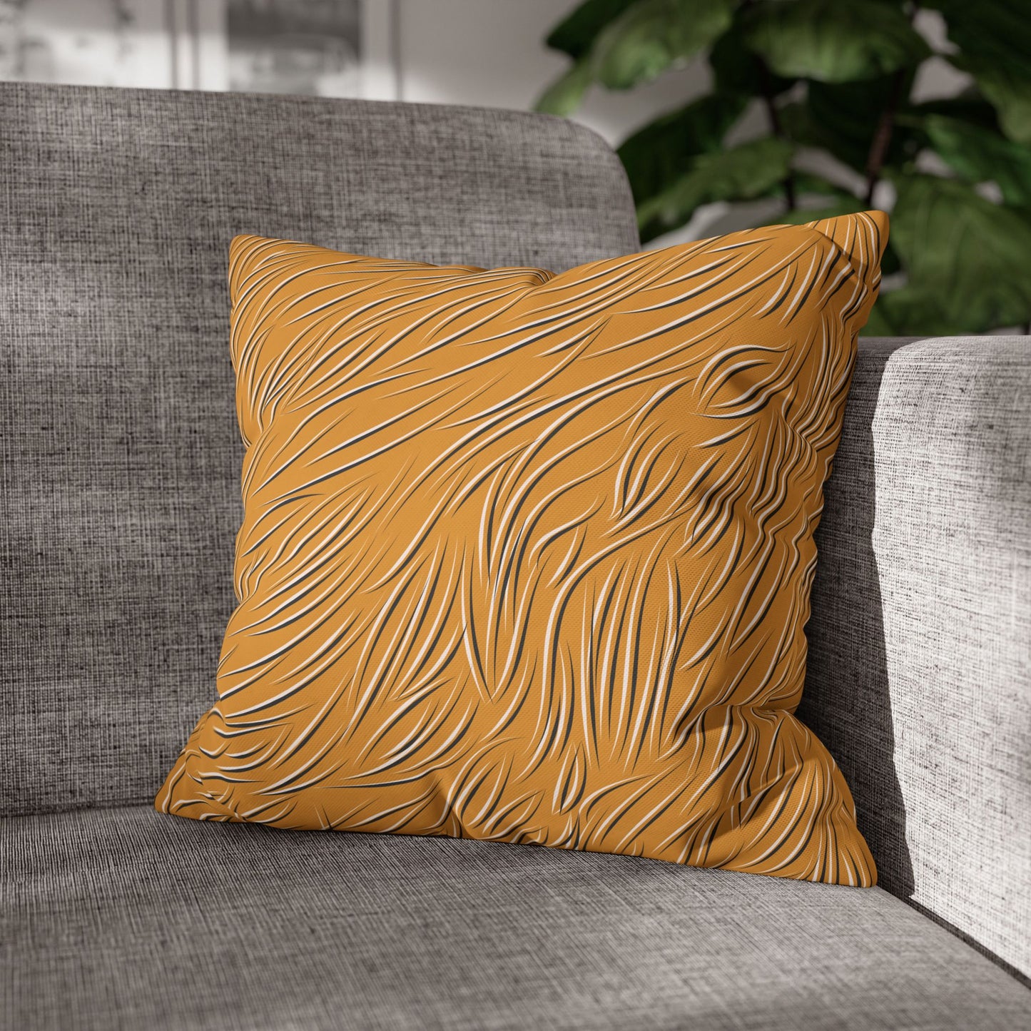 Animal Fur Design Pillowcase - Light Orange