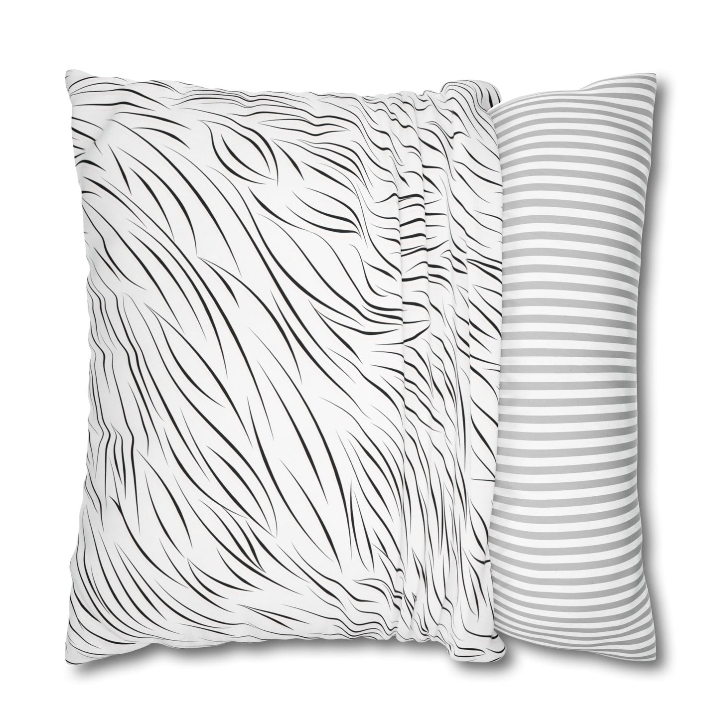 Animal Fur Design Pillowcase - White & Black