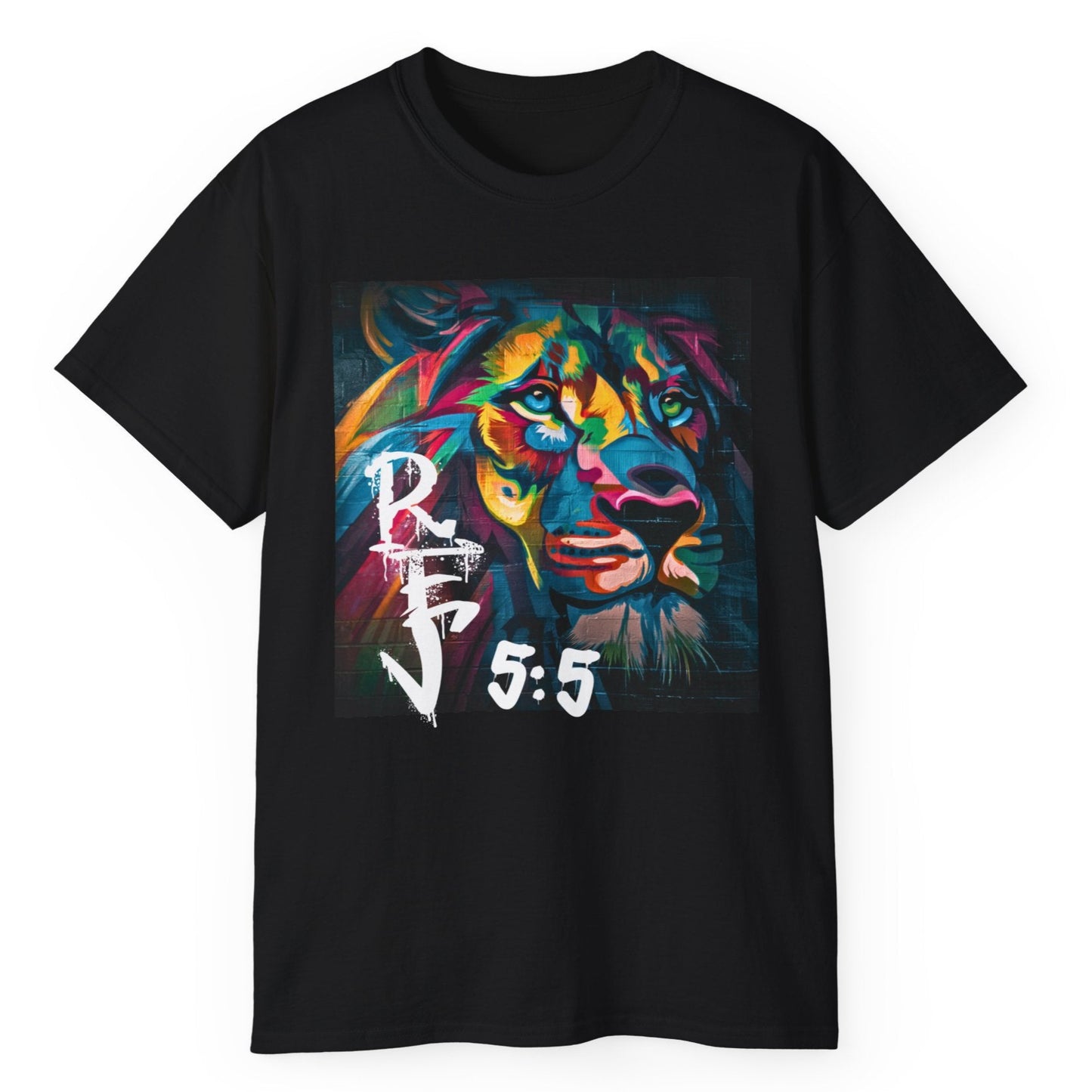 Colorful Lion of Judah Tee – Rev 5:5 Graffiti Spraypaint