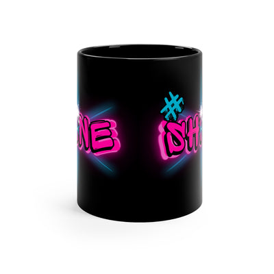 Vibrant Graffiti Neon Mug – “Shine” Hashtag Star - Black 11oz Mug