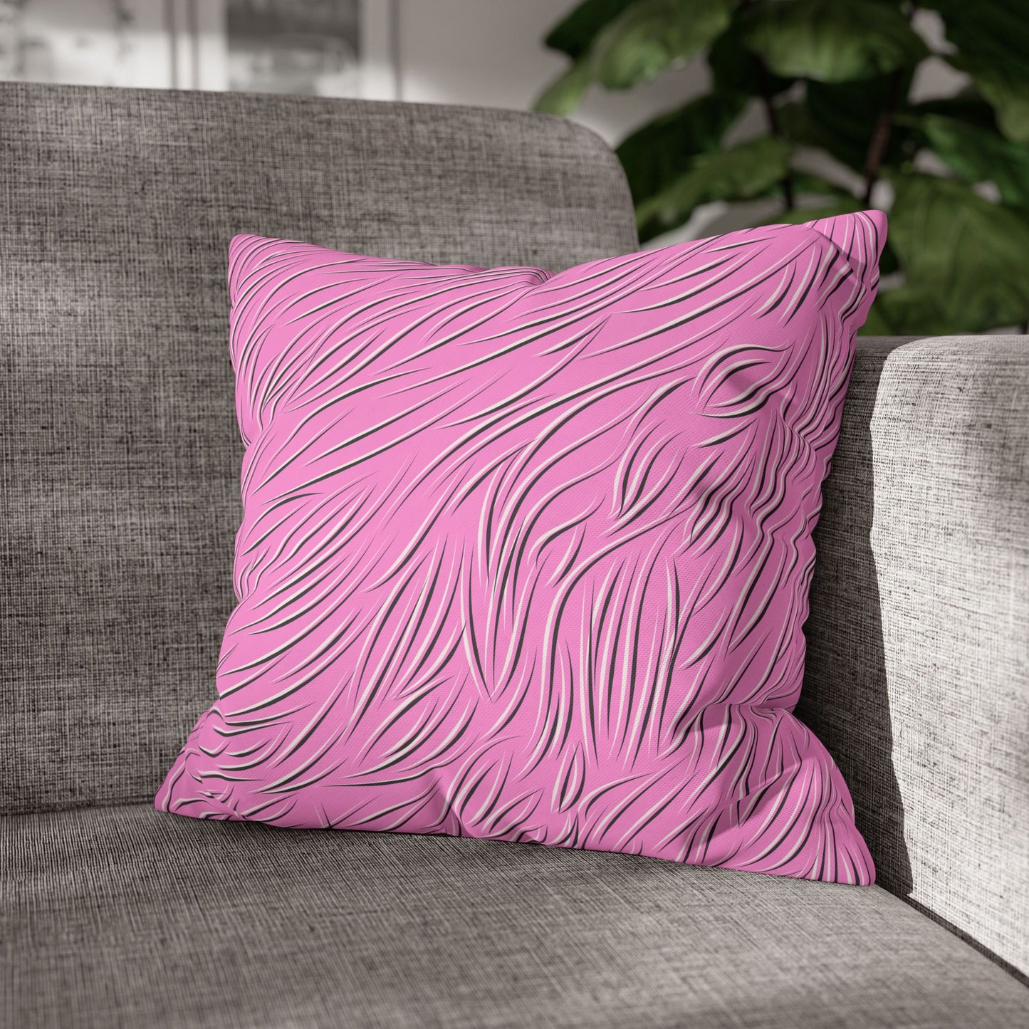 Animal Fur Design Pillowcase - Pink