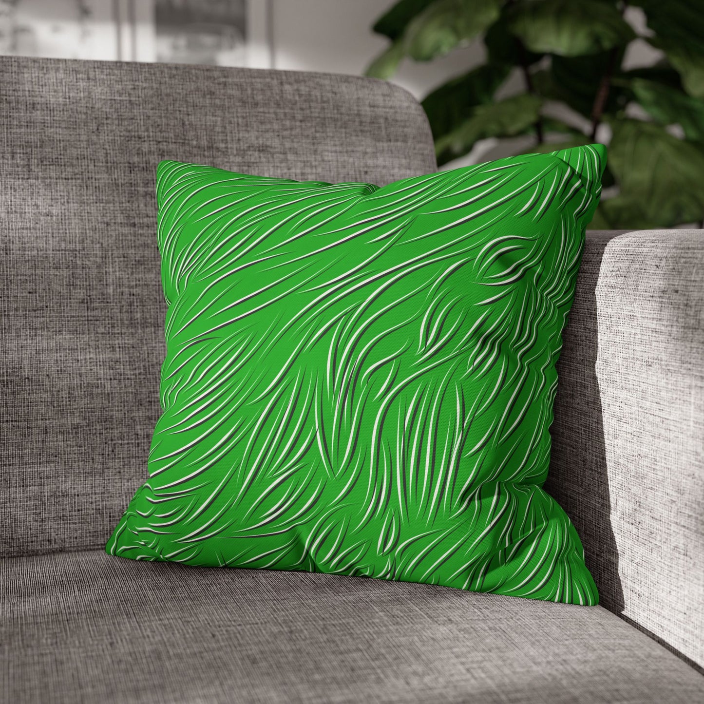 Animal Fur Design Pillowcase - Bright Green