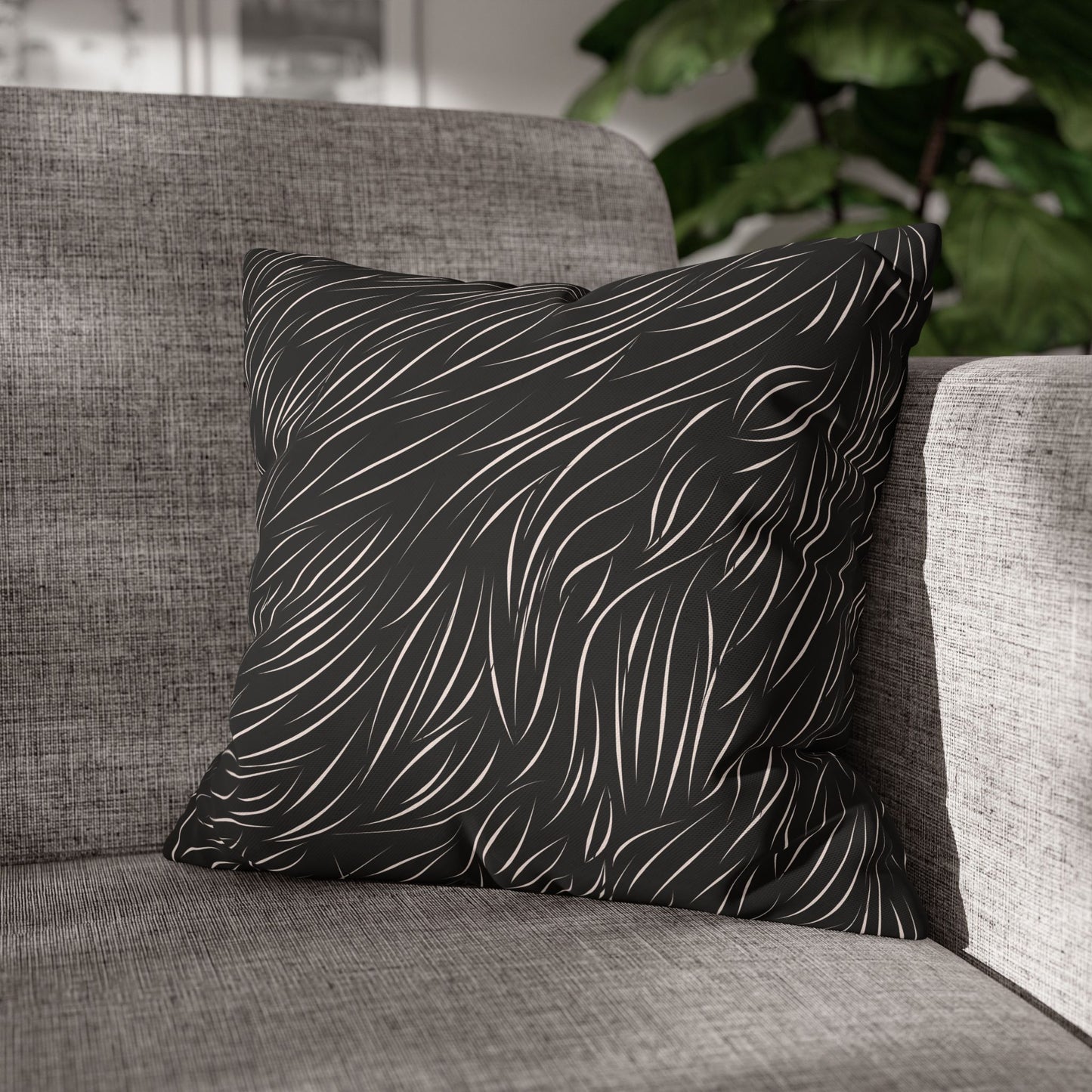 Animal Fur Design Pillowcase - Black & White