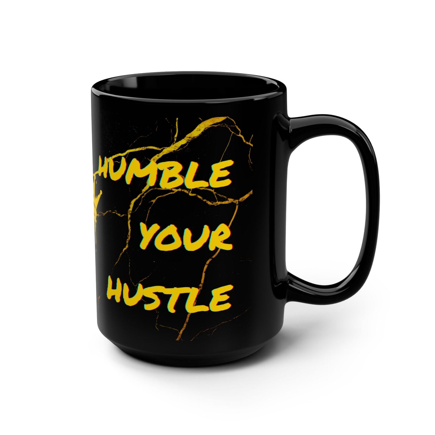 BIG SIPPER - Humble Your Hustle Mug – Black 15oz Marble with Drip Crown