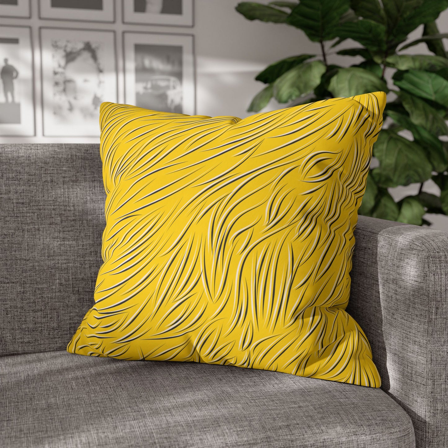 Animal Fur Design Pillowcase - Yellow