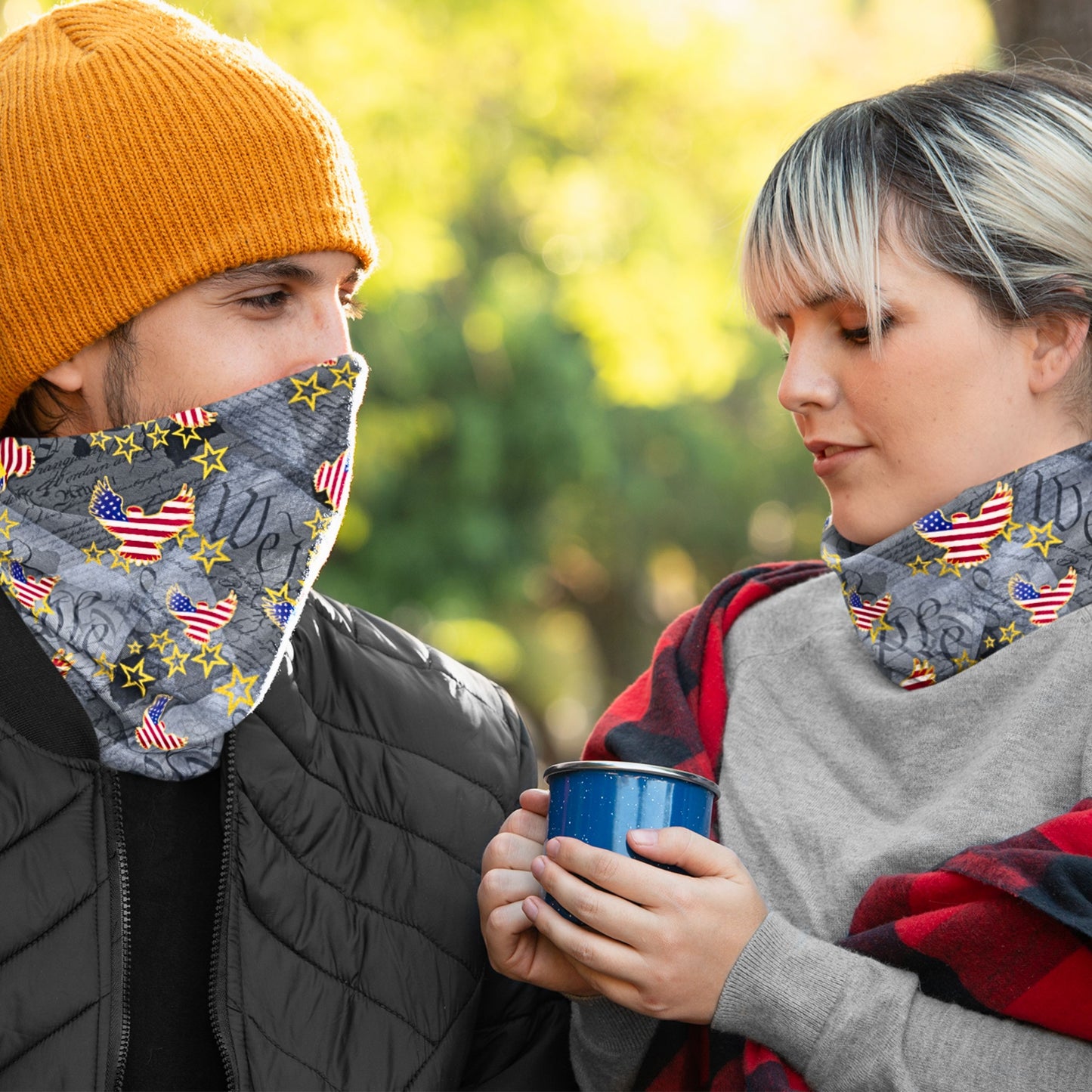 USA - We The People - Winter Neck Gaiter with Drawstring, Cozy Neck-Warmer for Cold Weather