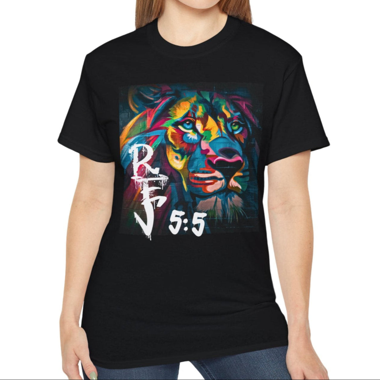 Colorful Lion of Judah Tee – Rev 5:5 Graffiti Spraypaint