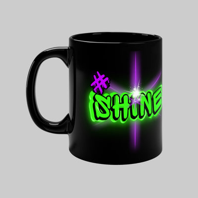 Vibrant Graffiti Neon Mug – “Shine” Hashtag Star - Black 11oz Mug