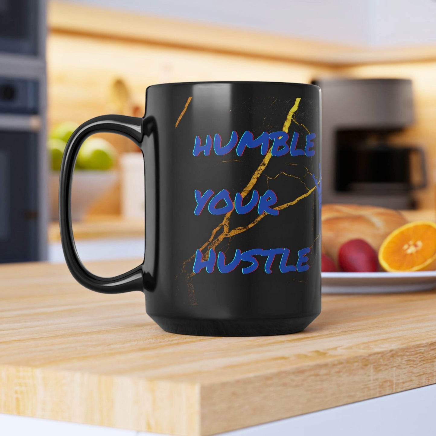 BIG SIPPER - Humble Your Hustle Mug – Black 15oz Marble with Drip Crown