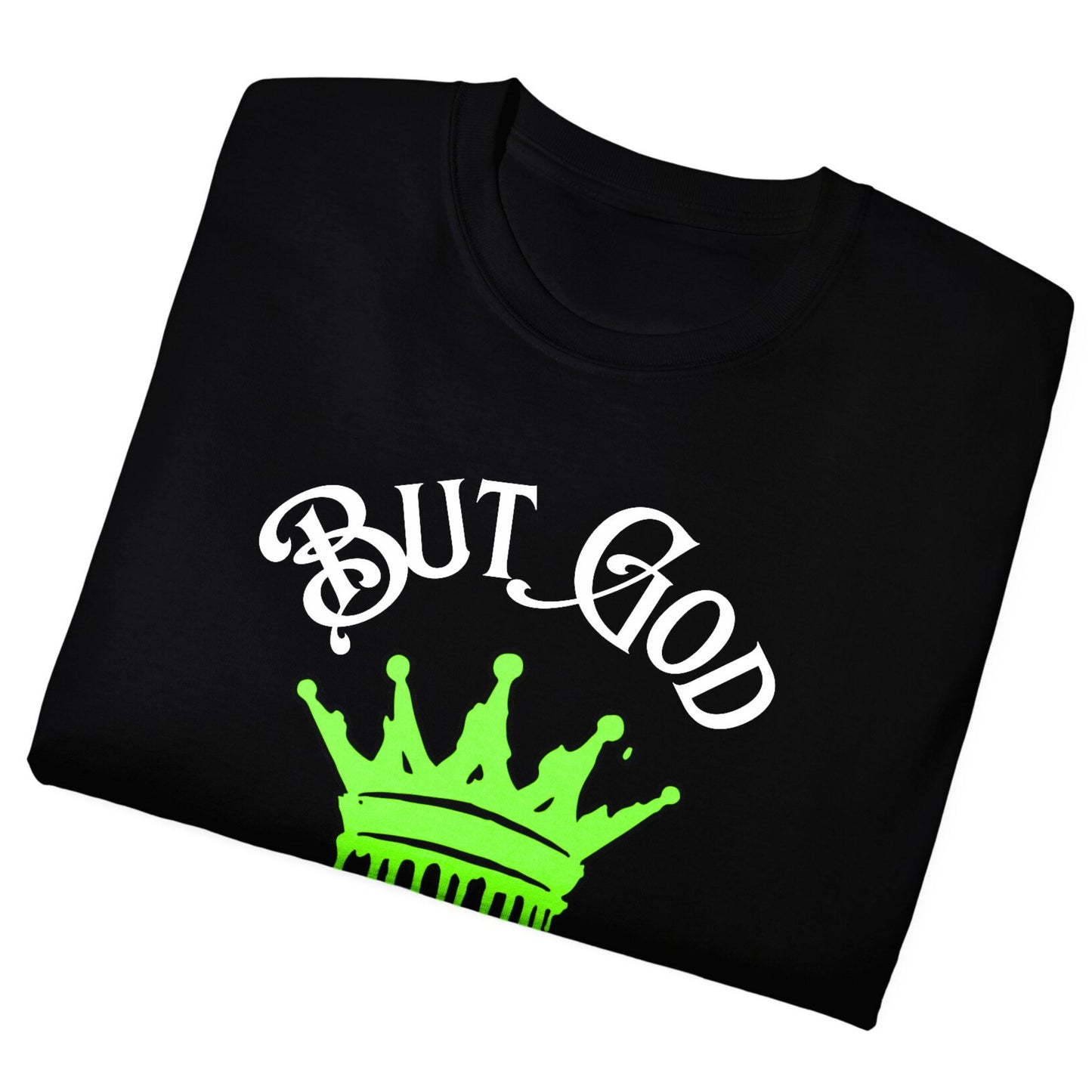 BUT GOD - Drippy Crown Tee - Unisex SOFT Black Cotton T-Shirt - Streetwear