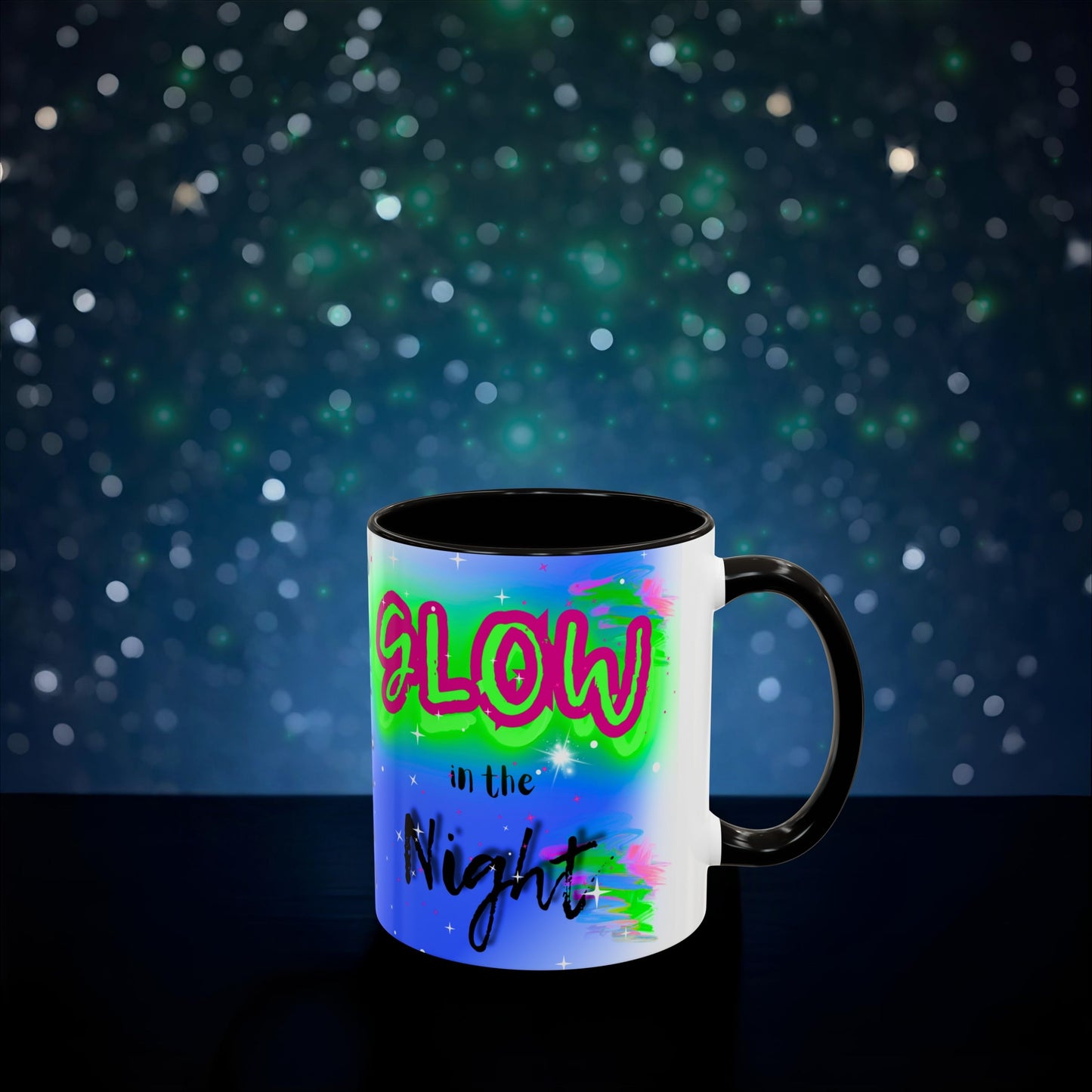 ✨Graffiti Neon Shine & Glow Mug – John 1:3-5 Bible Verse - 11oz Mug
