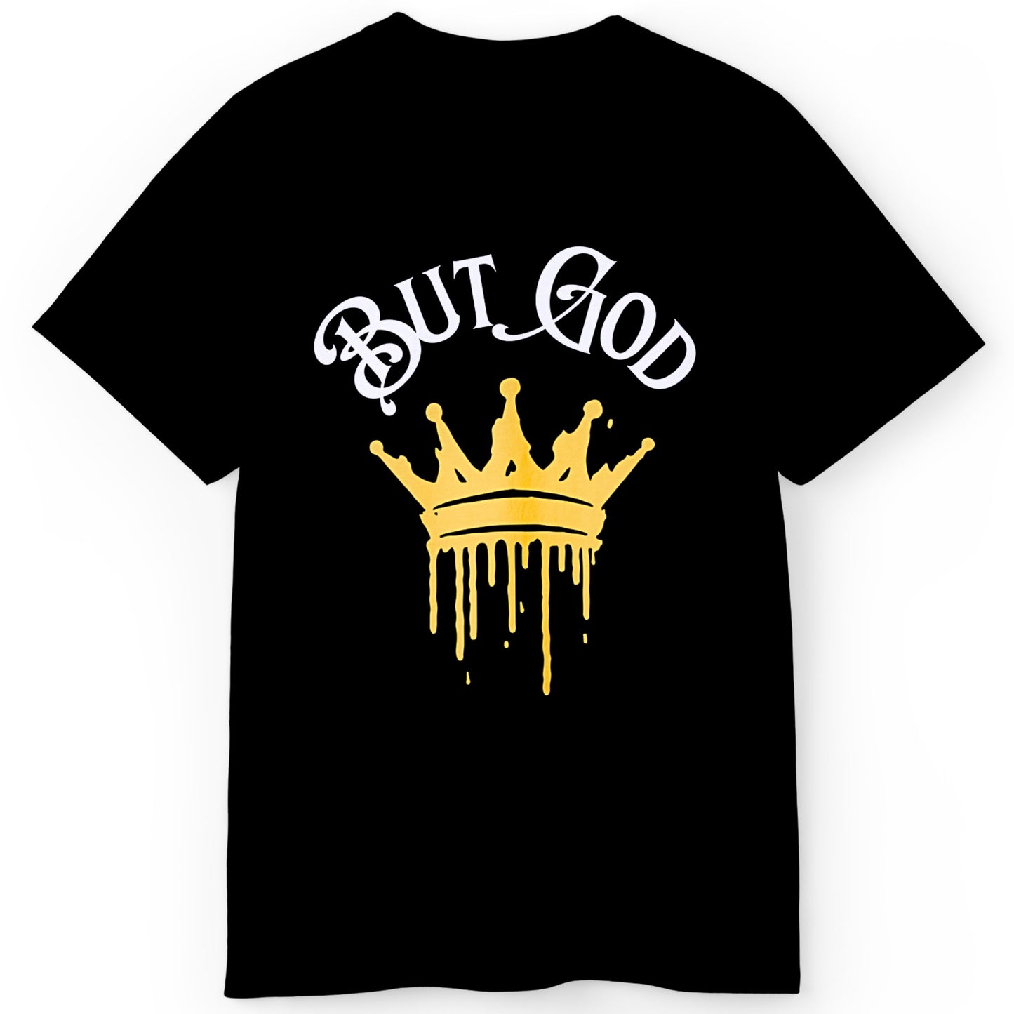 BUT GOD - Drippy Crown Tee - Unisex SOFT Black Cotton T-Shirt - Streetwear