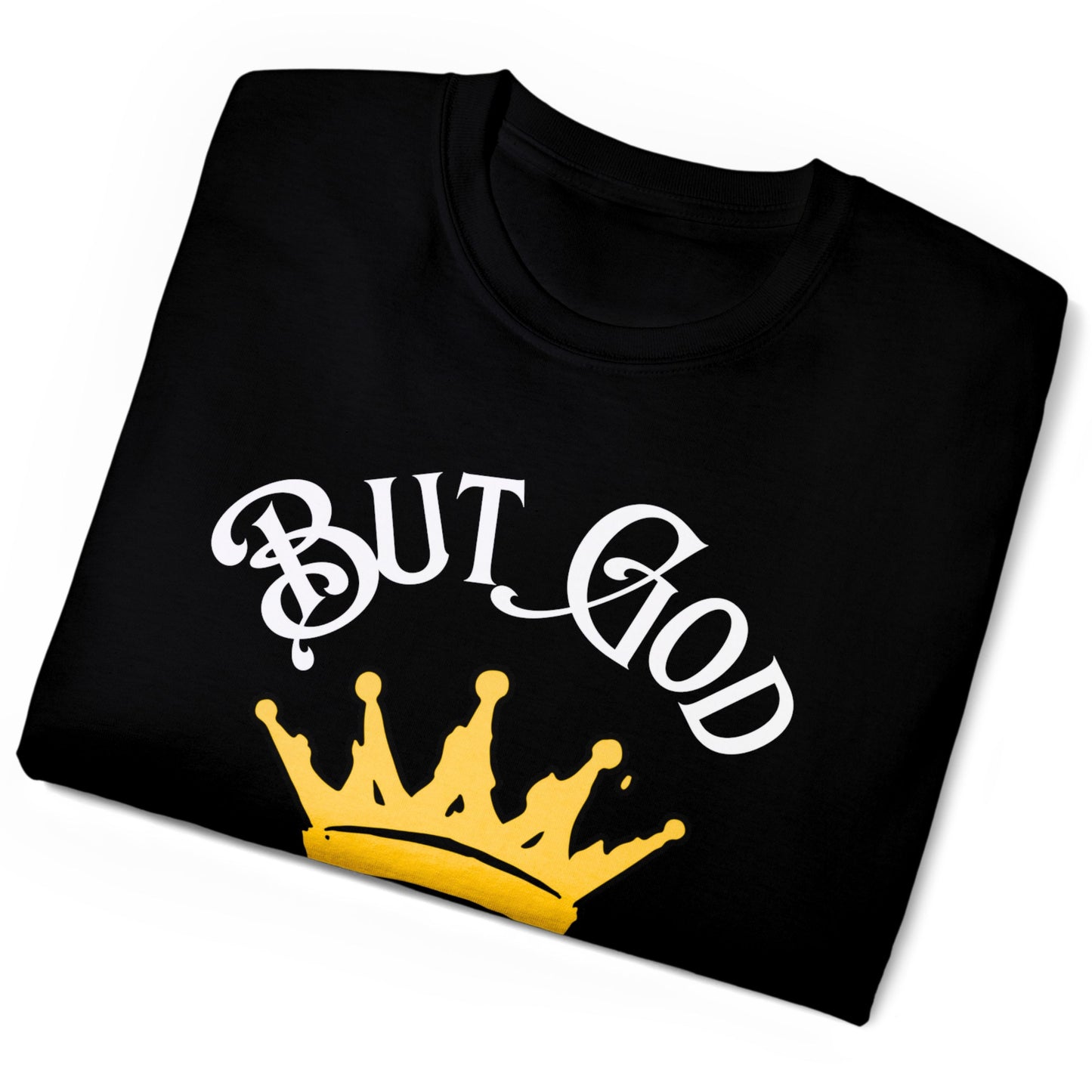 BUT GOD - Drippy Crown Tee - Unisex SOFT Black Cotton T-Shirt - Streetwear