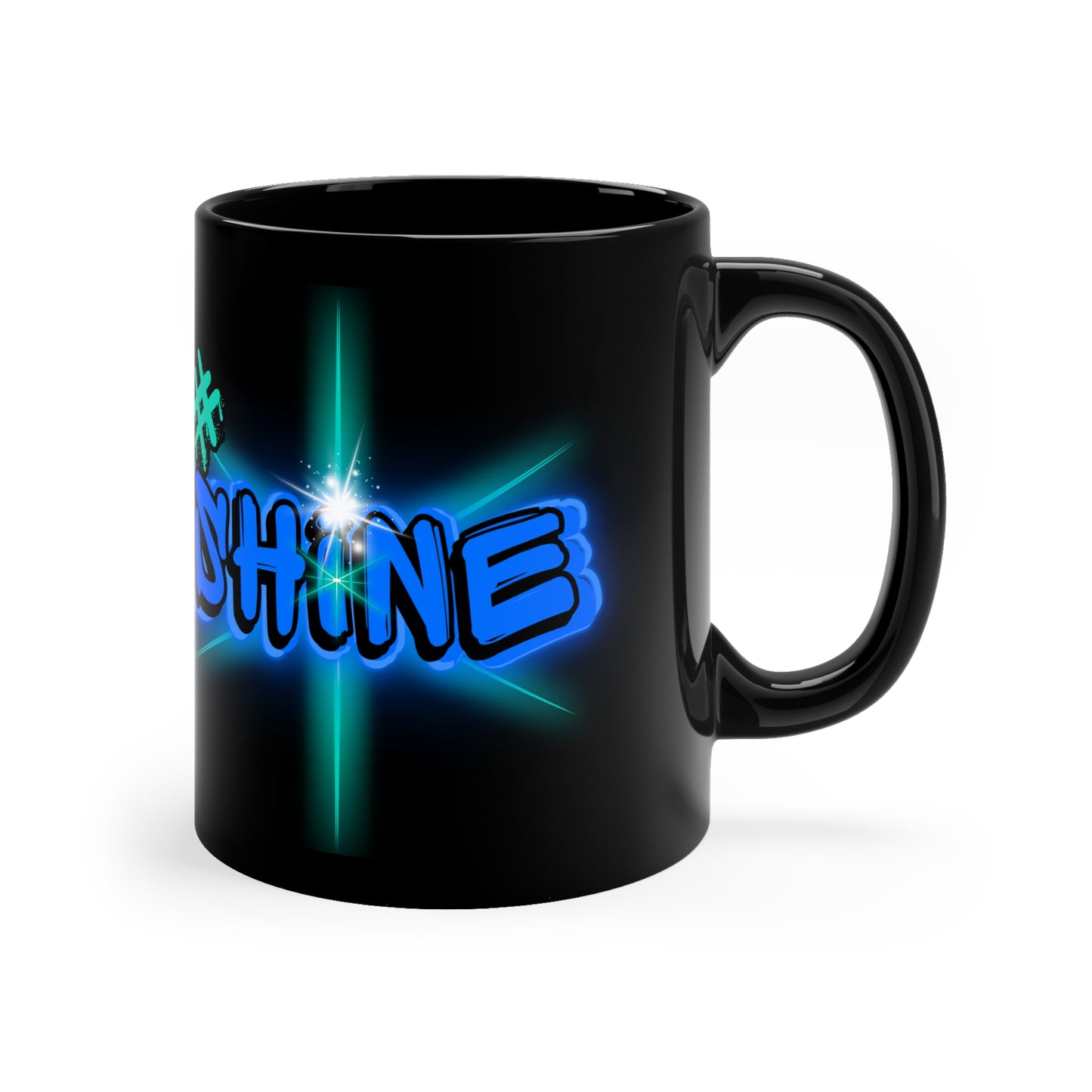 Vibrant Graffiti Neon Mug – “Shine” Hashtag Star - Black 11oz Mug
