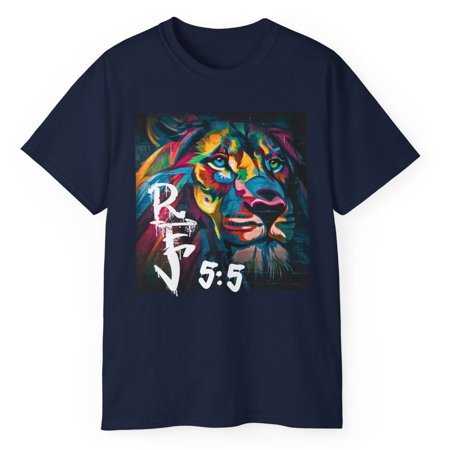 Colorful Lion of Judah Tee – Rev 5:5 Graffiti Spraypaint