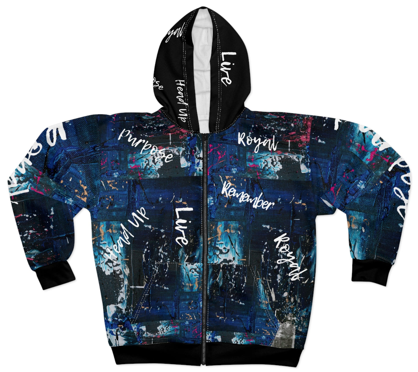 Unisex Graffiti Zip Hoodie - Inspirational Statement Streetwear