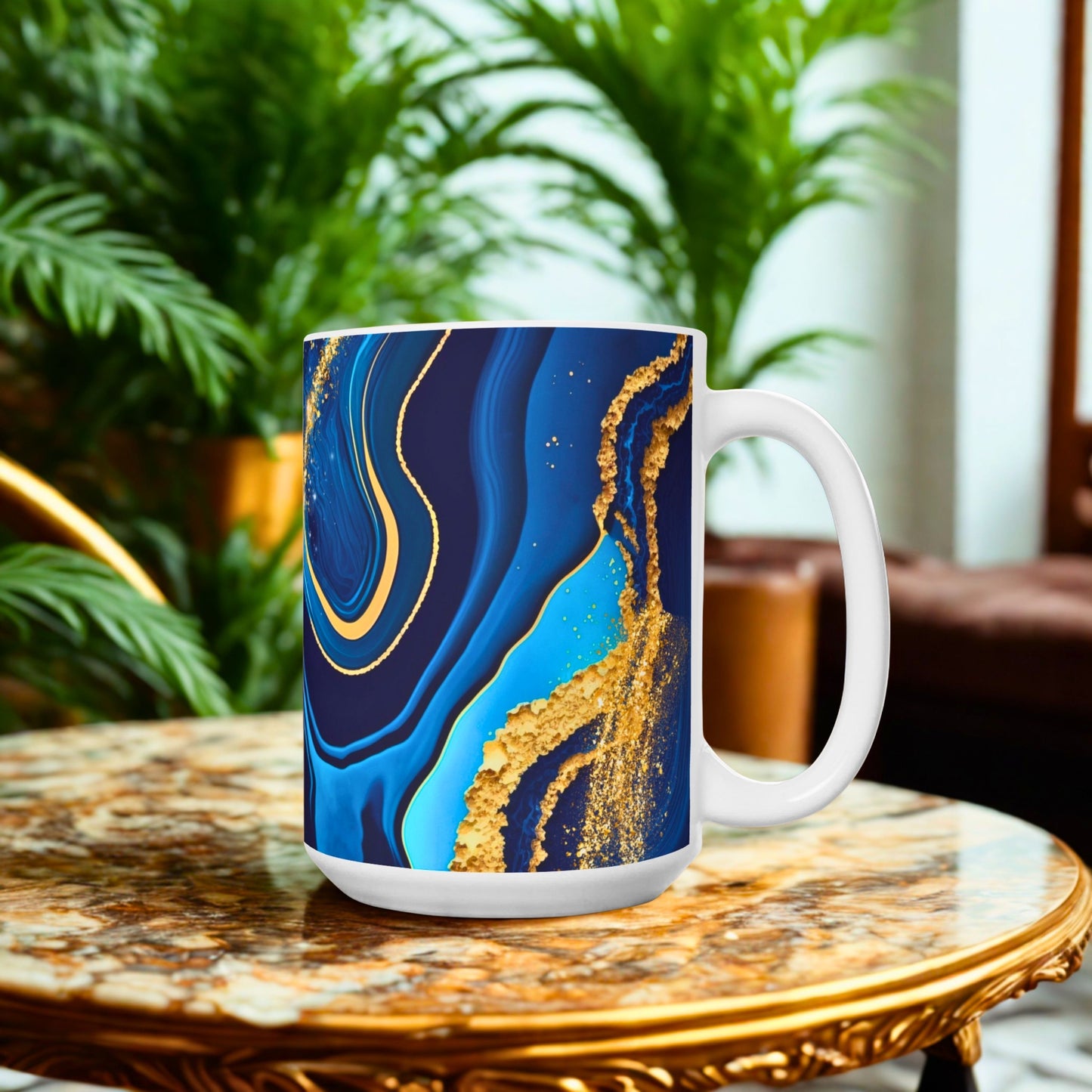 BIG SIPPER - Blue Marble Whimsical Glow Mug – 15oz Statement