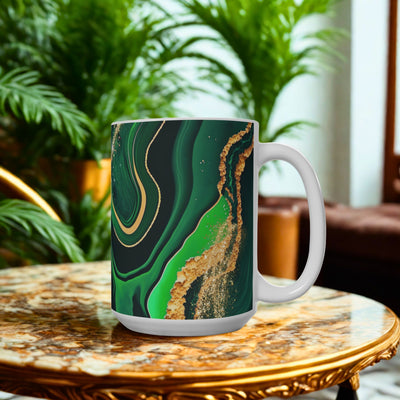 BIG SIPPER - Green Marble Whimsical Glow Mug – 15oz Statement