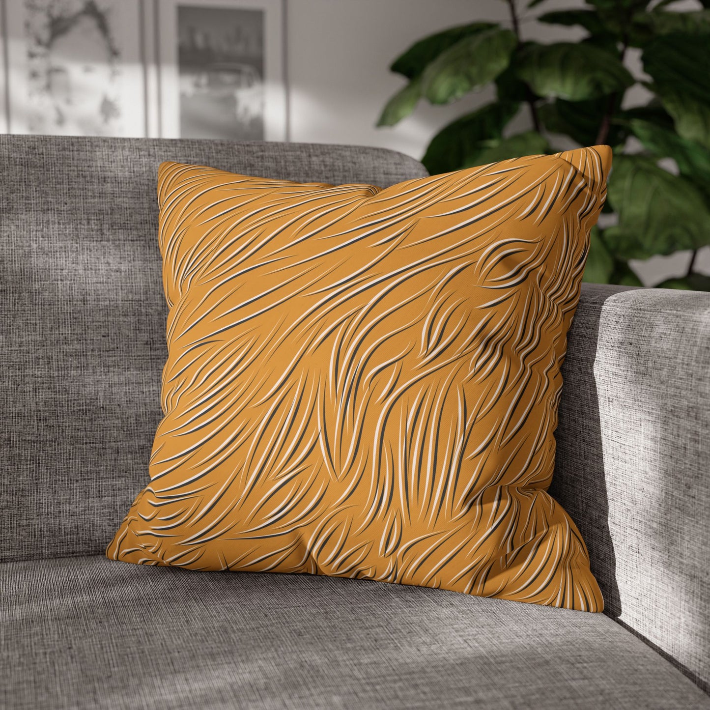 Animal Fur Design Pillowcase - Light Orange