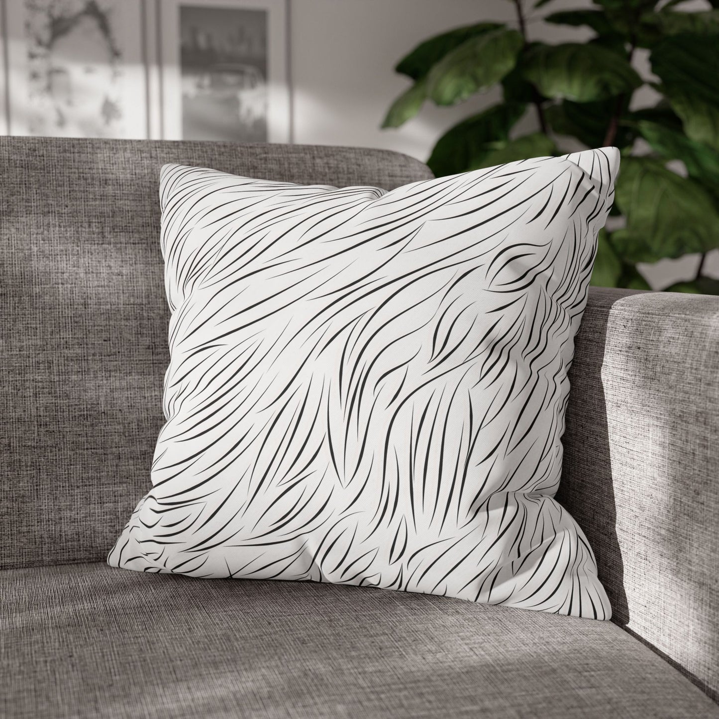 Animal Fur Design Pillowcase - White & Black