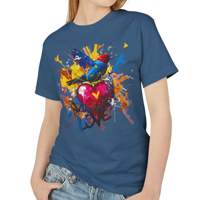 Premium Heavyweight Shirt - American Apparel 100% Cotton - Graffiti Love Bird & Heart