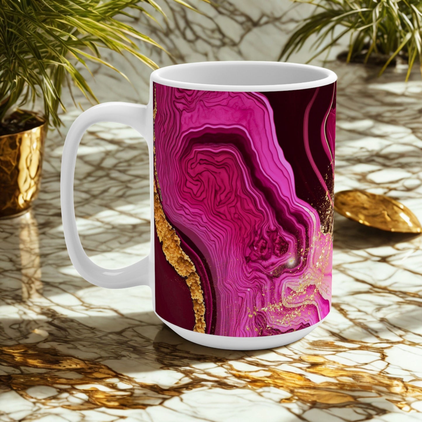 BIG SIPPER - Pink Marble Whimsical Glow Mug – 15oz Statement