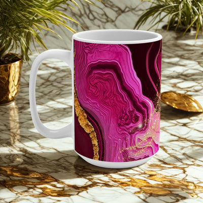 BIG SIPPER - Pink Marble Whimsical Glow Mug – 15oz Statement