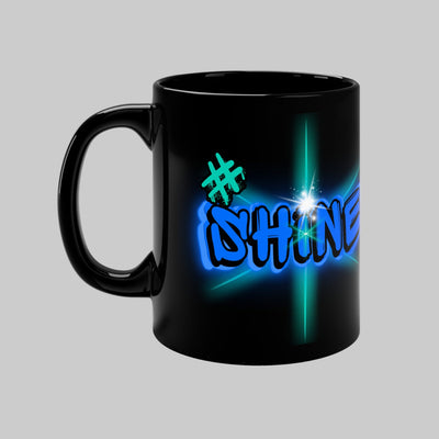 Vibrant Graffiti Neon Mug – “Shine” Hashtag Star - Black 11oz Mug