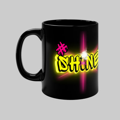 Vibrant Graffiti Neon Mug – “Shine” Hashtag Star - Black 11oz Mug