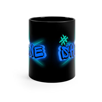 Vibrant Graffiti Neon Mug – “Shine” Hashtag Star - Black 11oz Mug