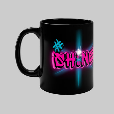 Vibrant Graffiti Neon Mug – “Shine” Hashtag Star - Black 11oz Mug
