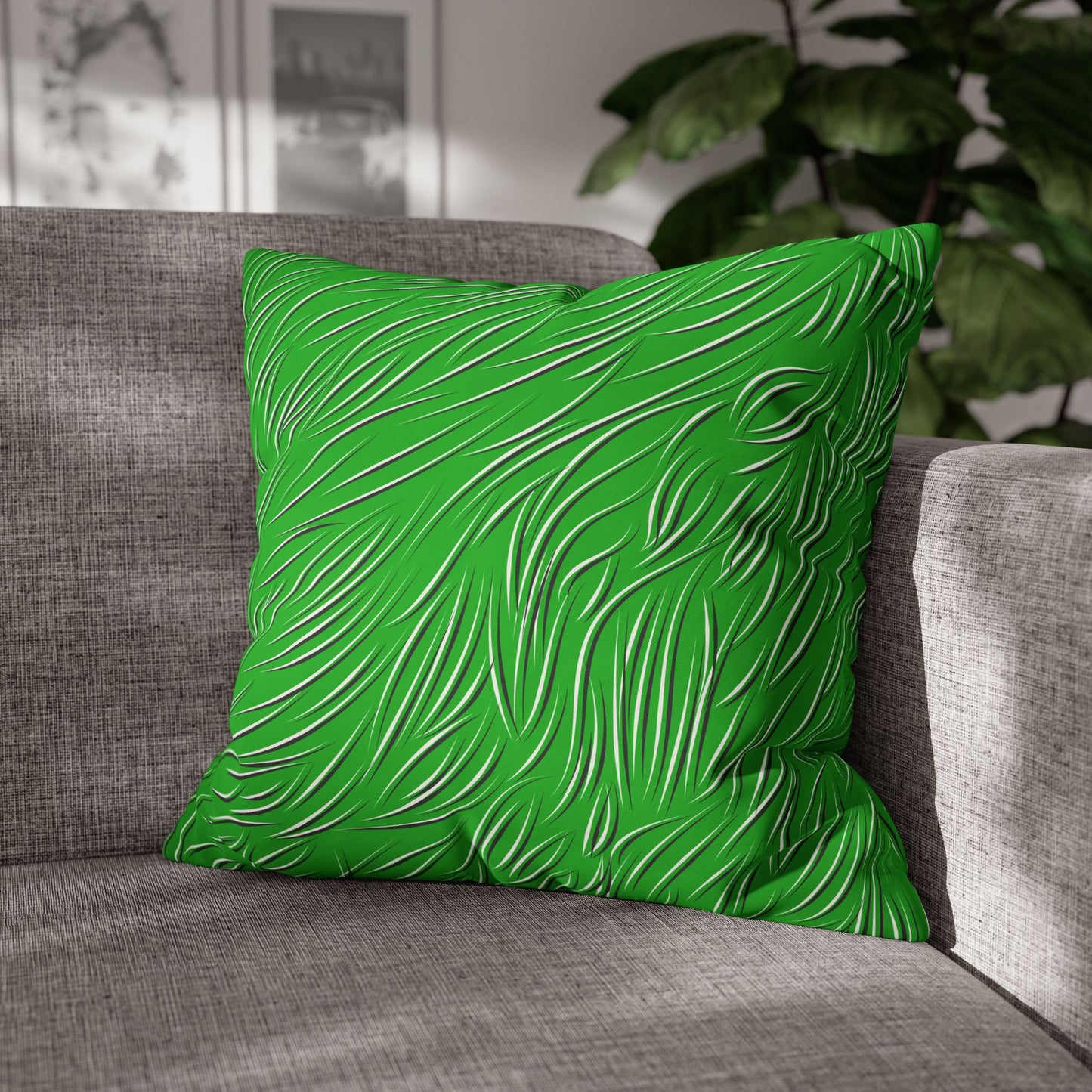 Animal Fur Design Pillowcase - Bright Green