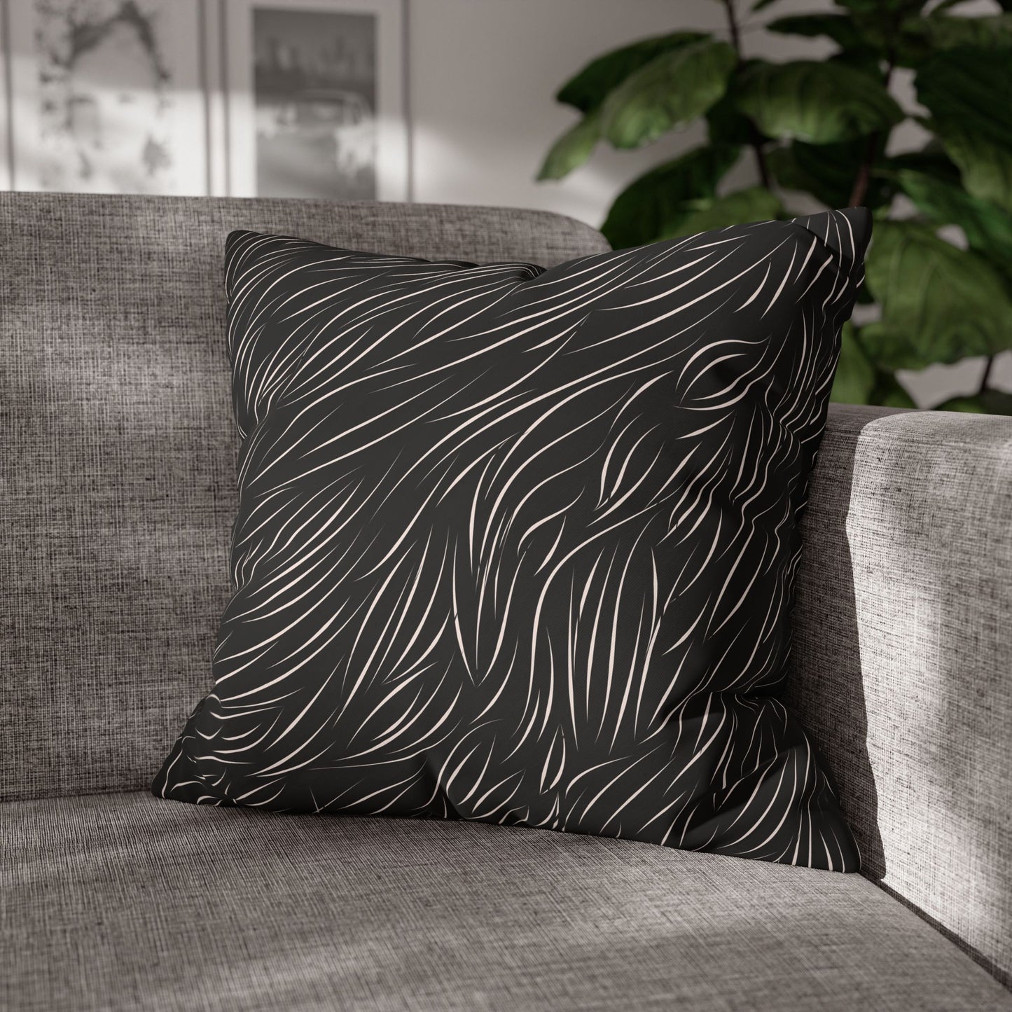 Animal Fur Design Pillowcase - Black & White