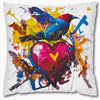 Graffiti Bird Love Pillowcase – Color Splash Design - White