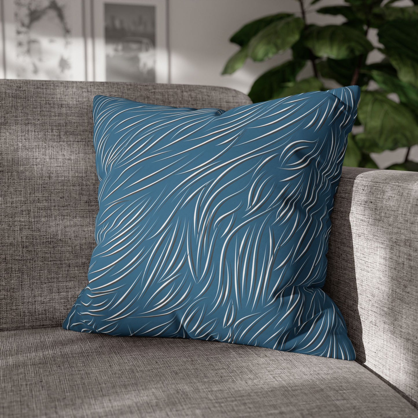 Animal Fur Design Pillowcase - Light Blue