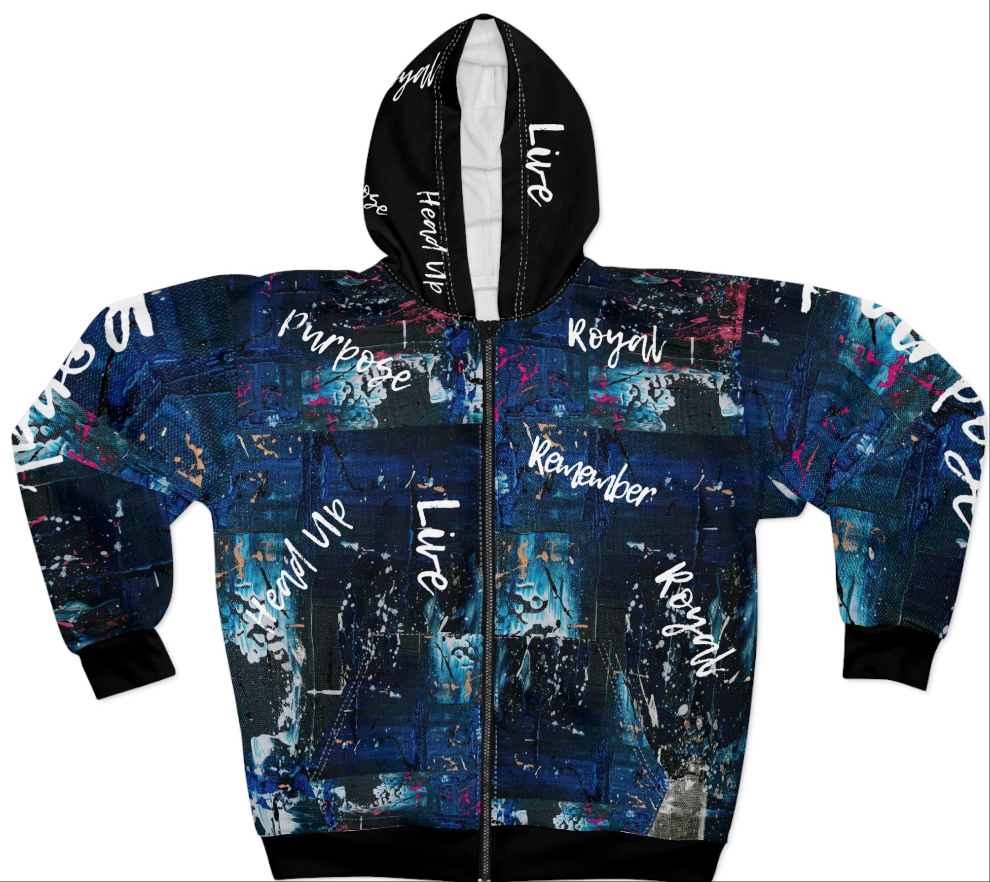 Unisex Graffiti Zip Hoodie - Inspirational Statement Streetwear