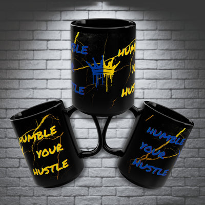 BIG SIPPER - Humble Your Hustle Mug – Black 15oz Marble with Drip Crown