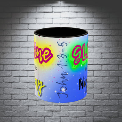 ✨Graffiti Neon Shine & Glow Mug – John 1:3-5 Bible Verse - 11oz Mug