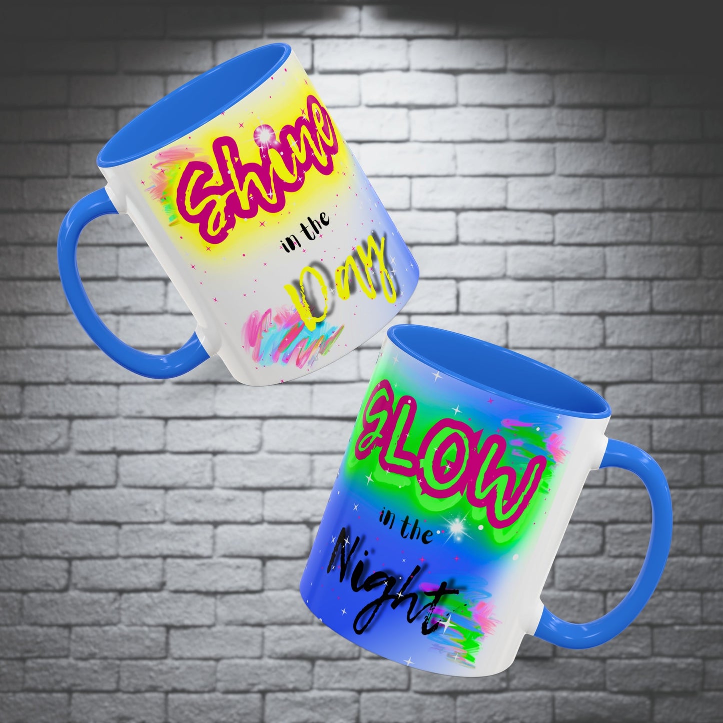 ✨Graffiti Neon Shine & Glow Mug – John 1:3-5 Bible Verse - 11oz Mug