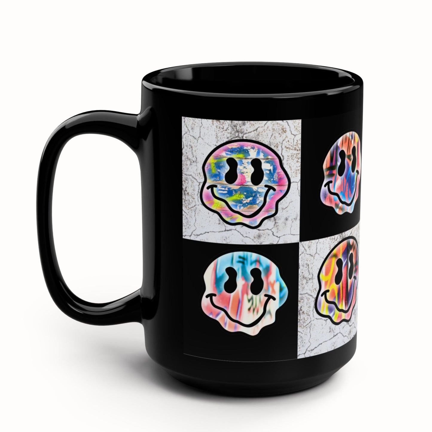 BIG SIPPER - Colorful Graffiti Smiley Face Mug - 15oz Statement