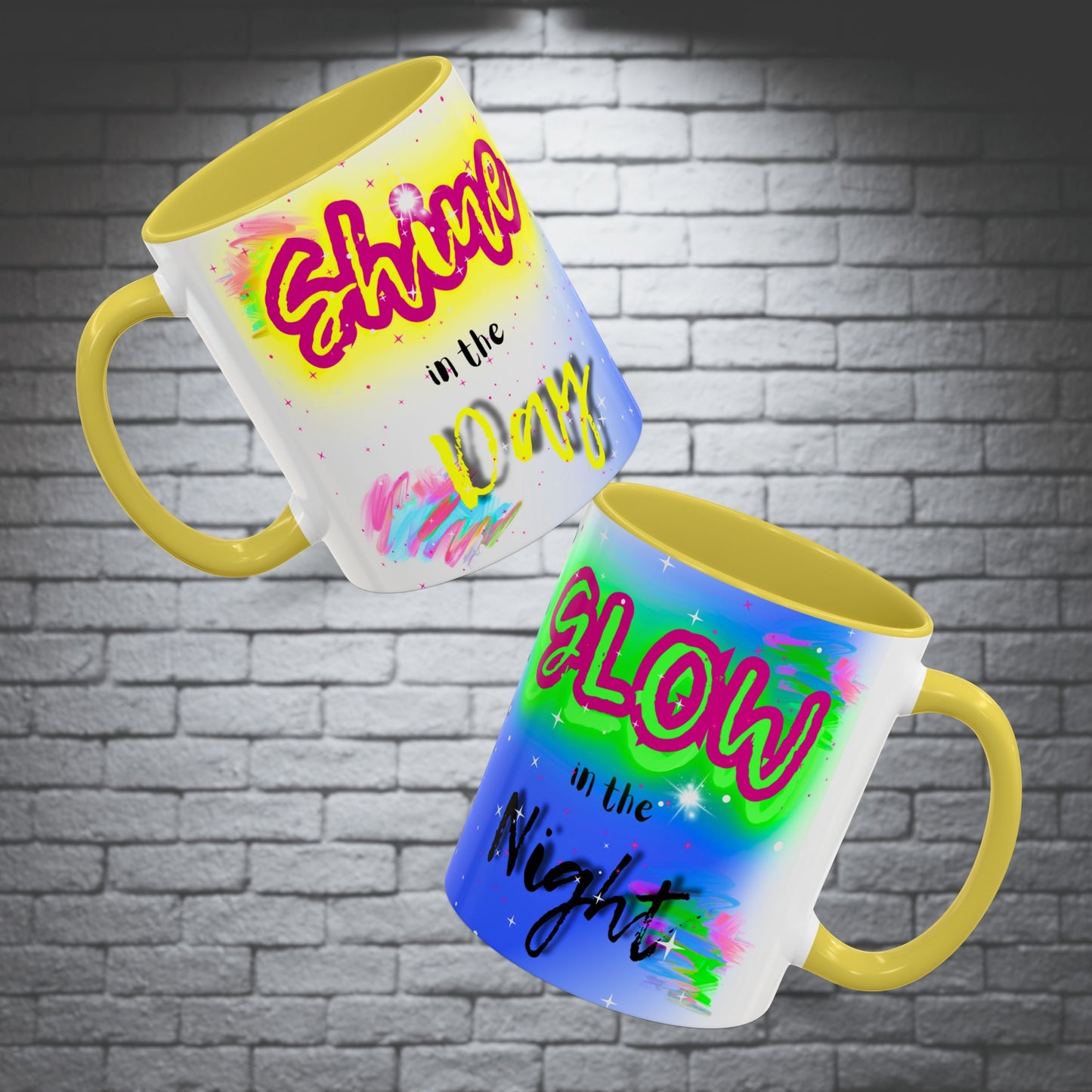 ✨Graffiti Neon Shine & Glow Mug – John 1:3-5 Bible Verse - 11oz Mug