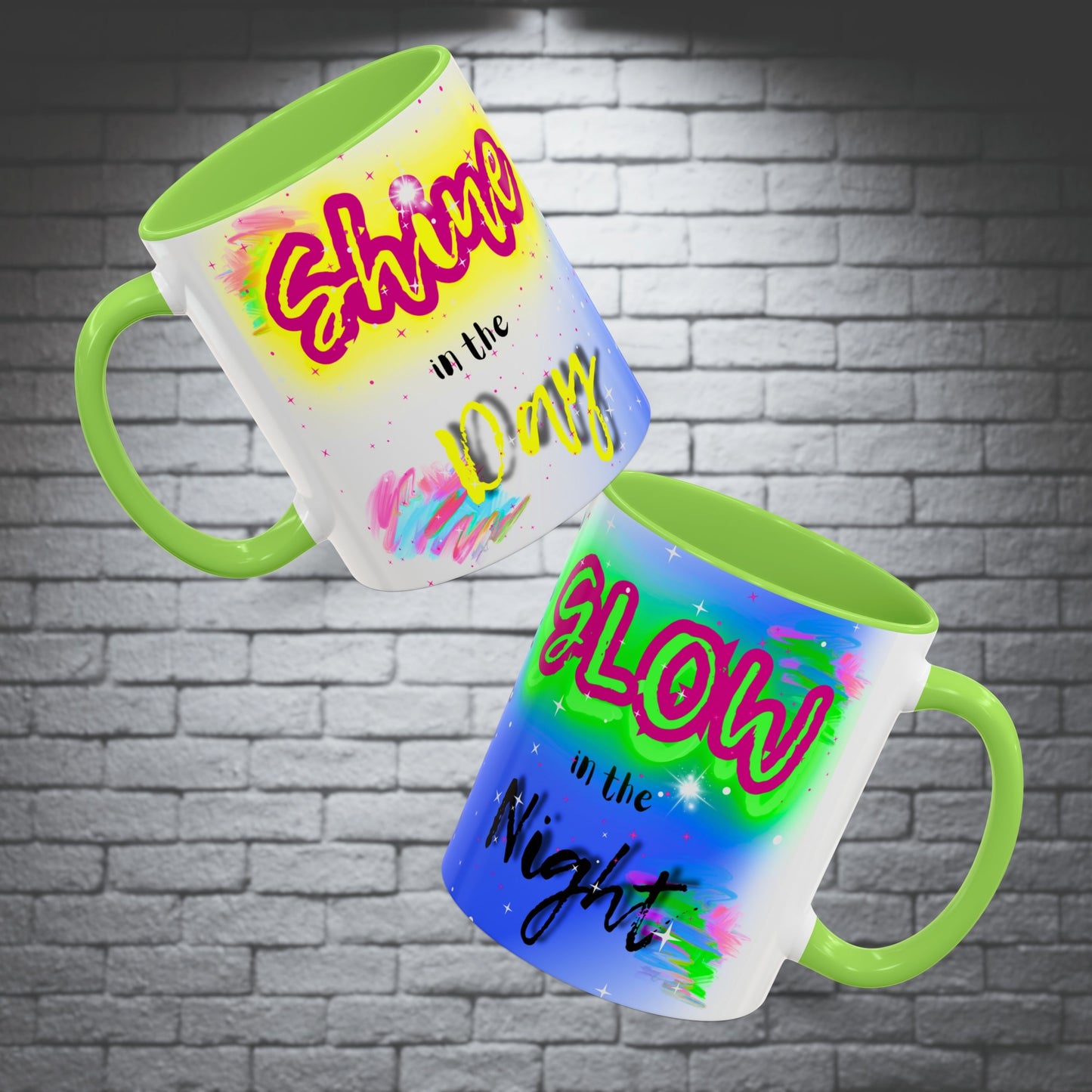 ✨Graffiti Neon Shine & Glow Mug – John 1:3-5 Bible Verse - 11oz Mug