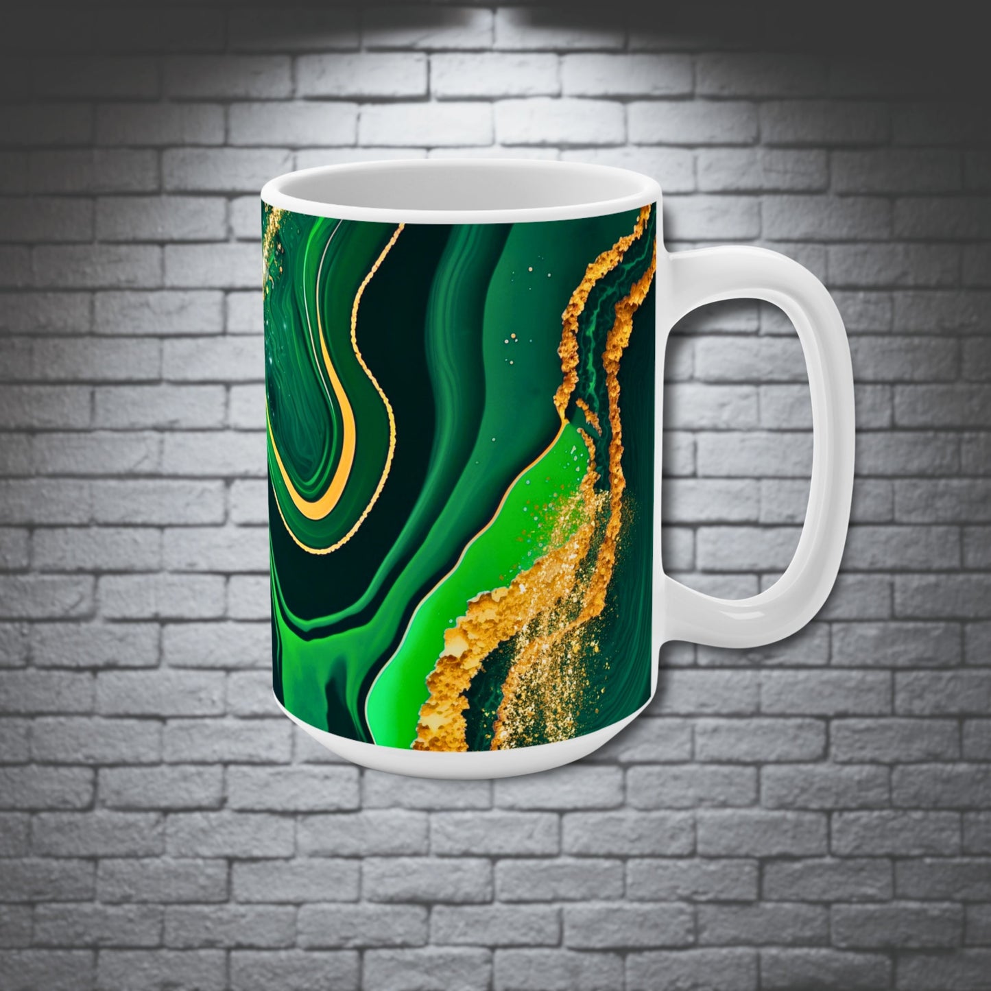 BIG SIPPER - Green Marble Whimsical Glow Mug – 15oz Statement
