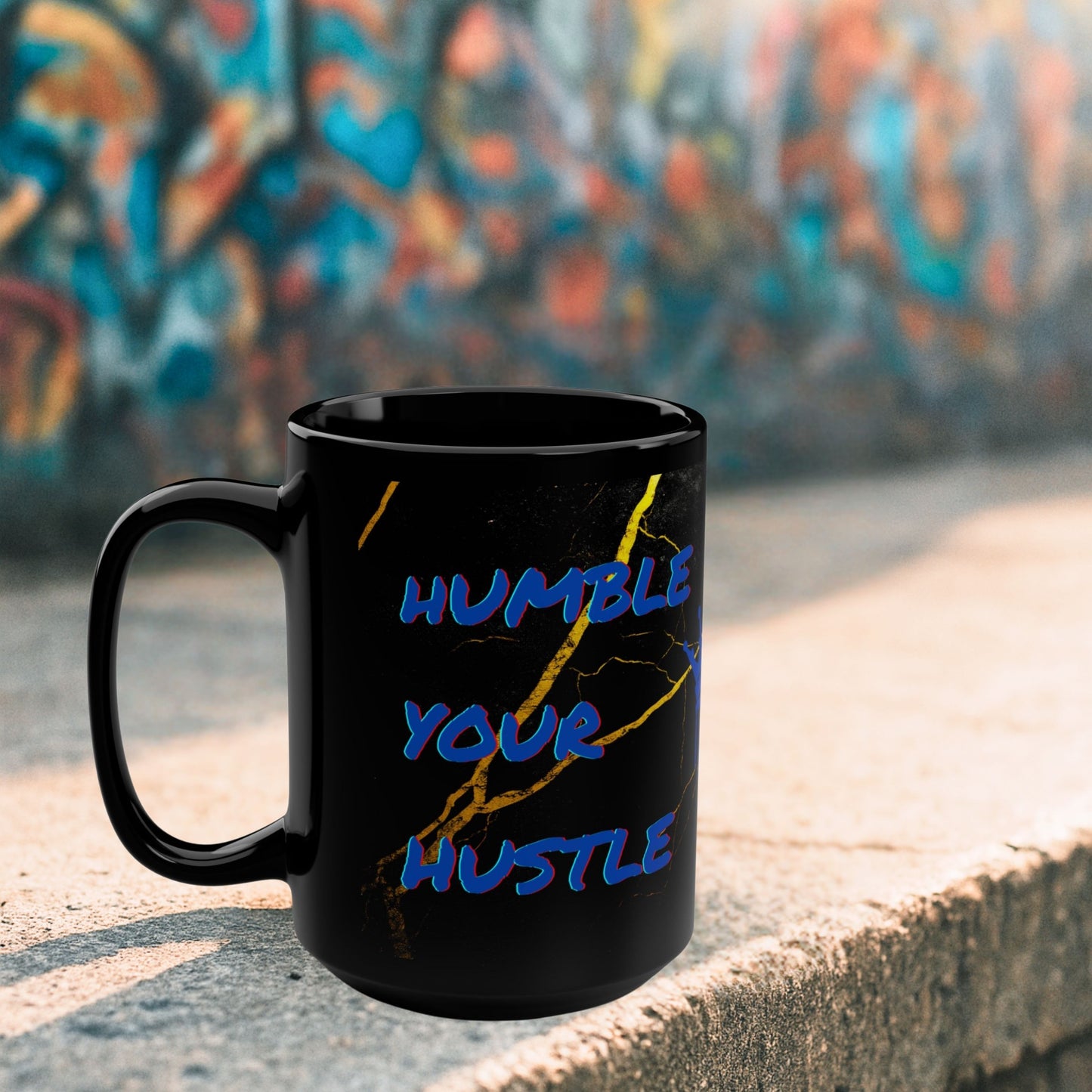 BIG SIPPER - Humble Your Hustle Mug – Black 15oz Marble with Drip Crown