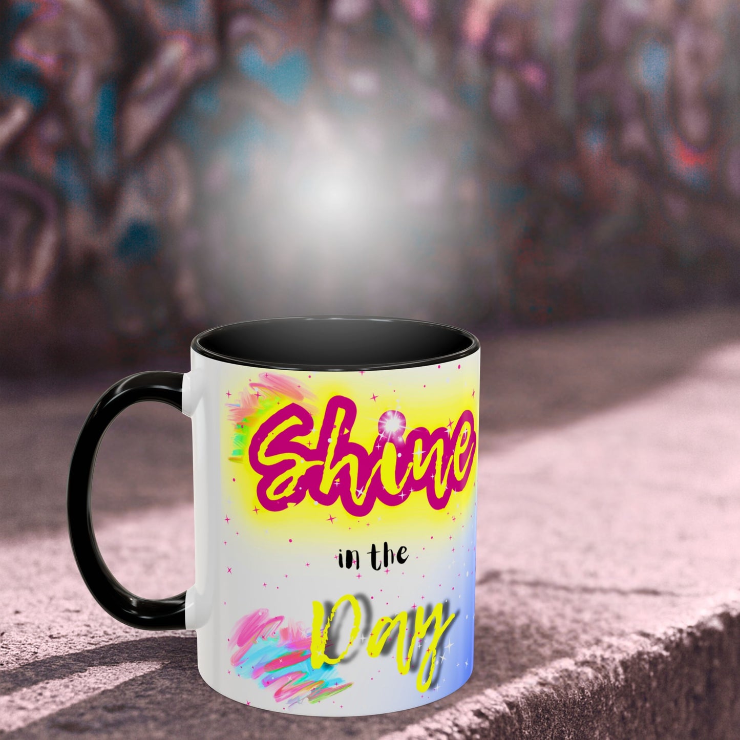✨Graffiti Neon Shine & Glow Mug – John 1:3-5 Bible Verse - 11oz Mug