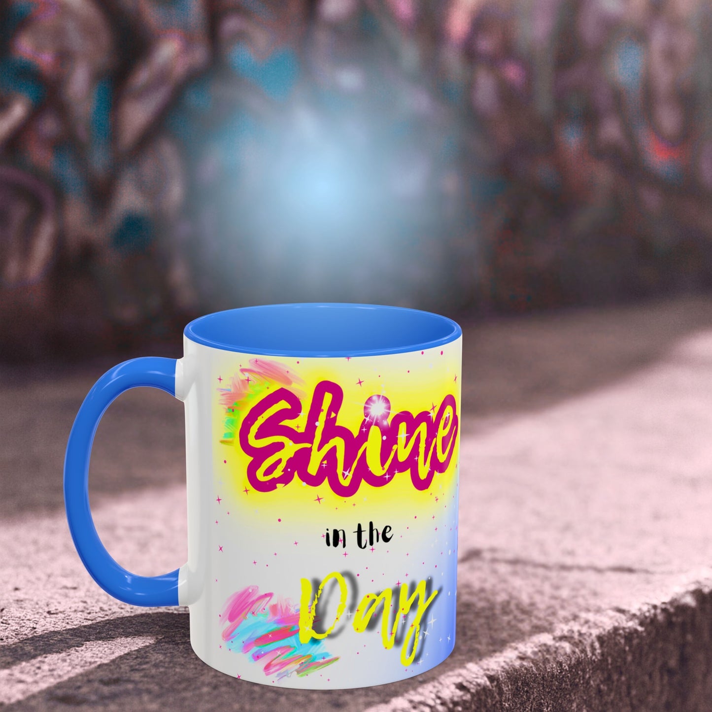 ✨Graffiti Neon Shine & Glow Mug – John 1:3-5 Bible Verse - 11oz Mug