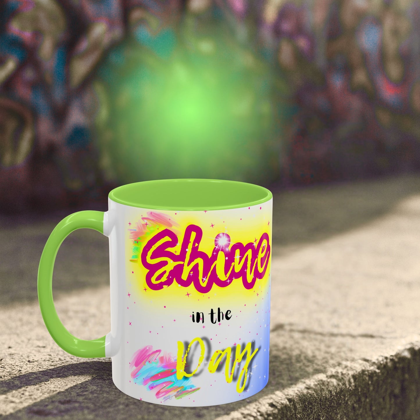 ✨Graffiti Neon Shine & Glow Mug – John 1:3-5 Bible Verse - 11oz Mug