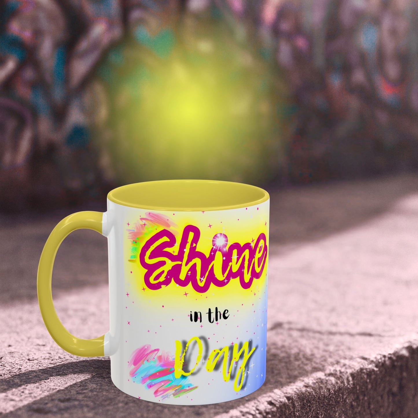 ✨Graffiti Neon Shine & Glow Mug – John 1:3-5 Bible Verse - 11oz Mug