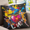 Graffiti Bird Love Pillowcase – Color Splash Design - Black